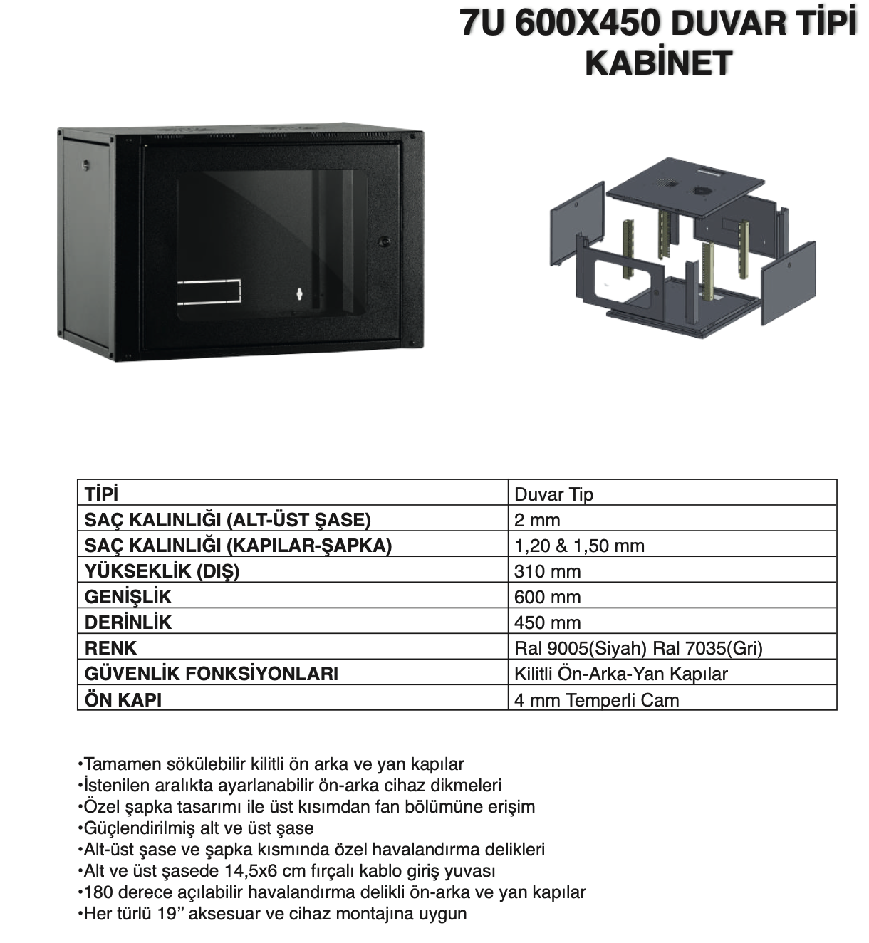 7u 600x450 duvar tipi kabinet